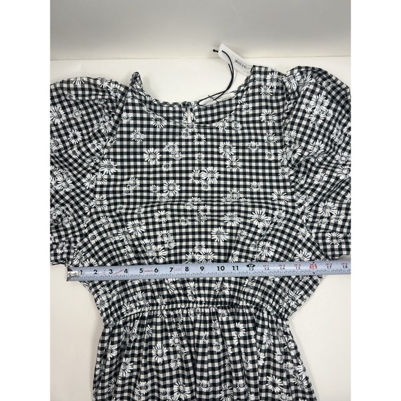Self Contrast Black And White Floral‎ Checkered Mini Dress Women's Size L NWT - Picture 7 of 9